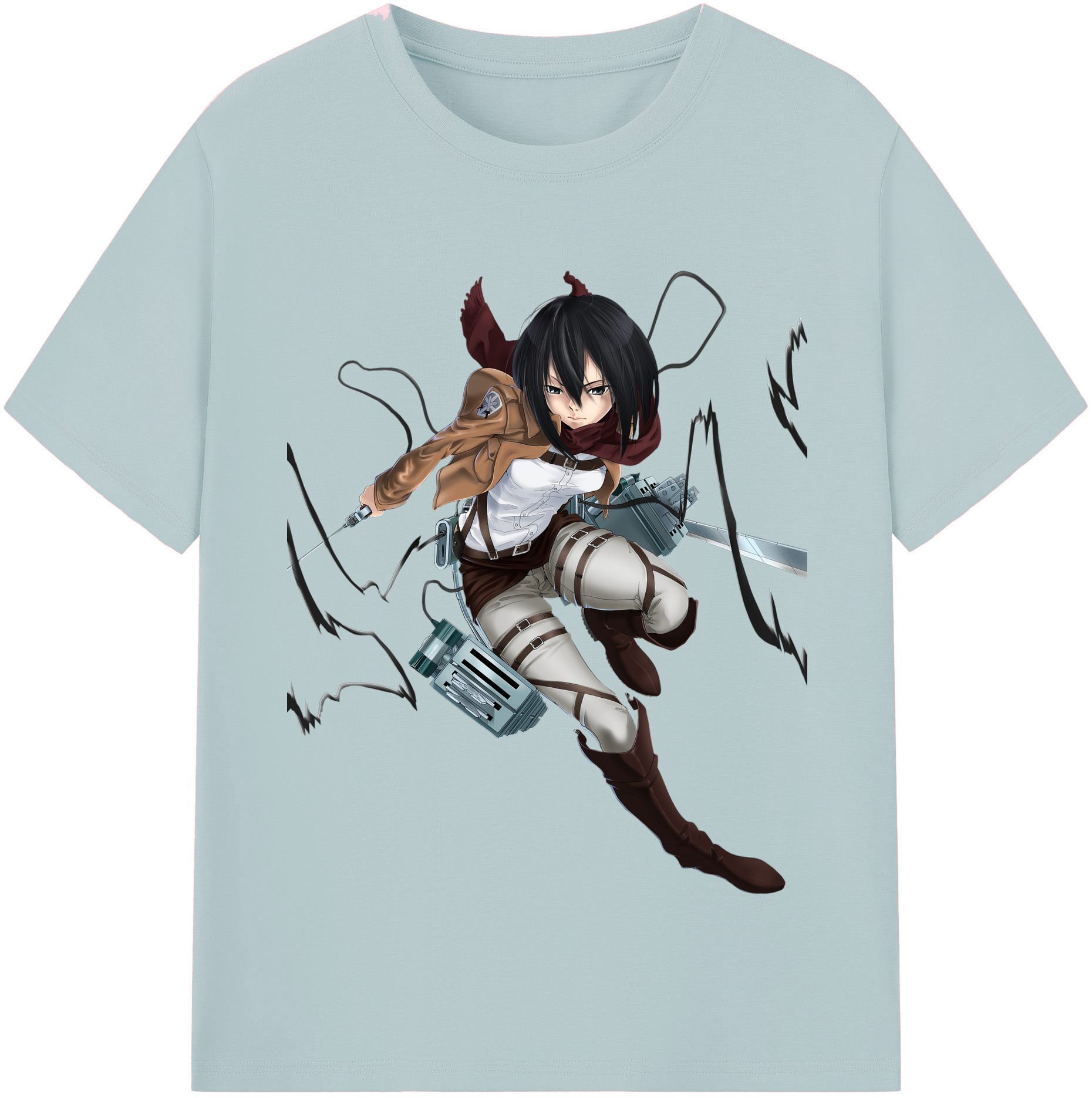 （画像用） 進撃の巨人 ミカサ·アッカーマン Attack on Titan Mikasa Ackerman 綿100％半袖Tシャツ（フロントプリント）